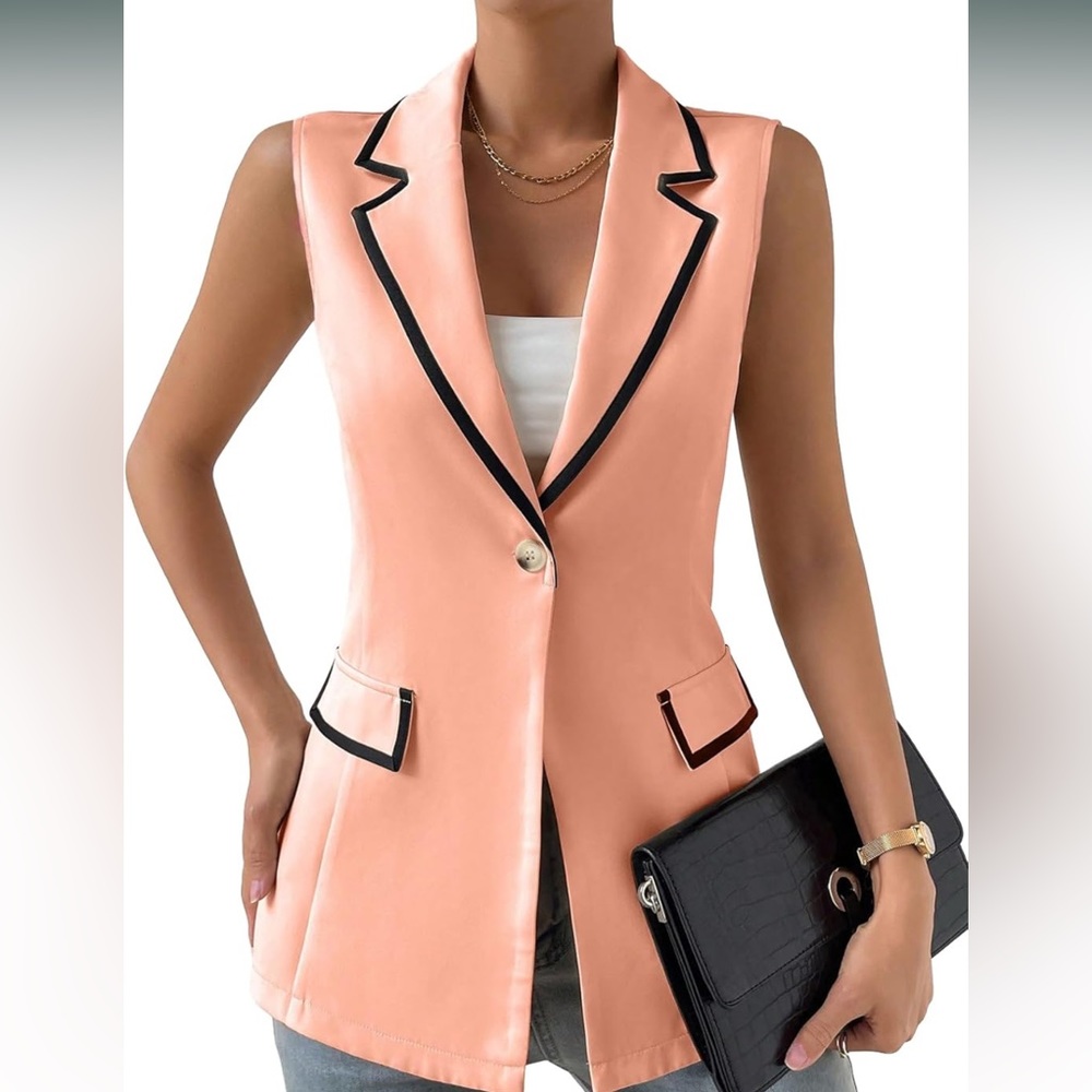 Coral button front vest jacket